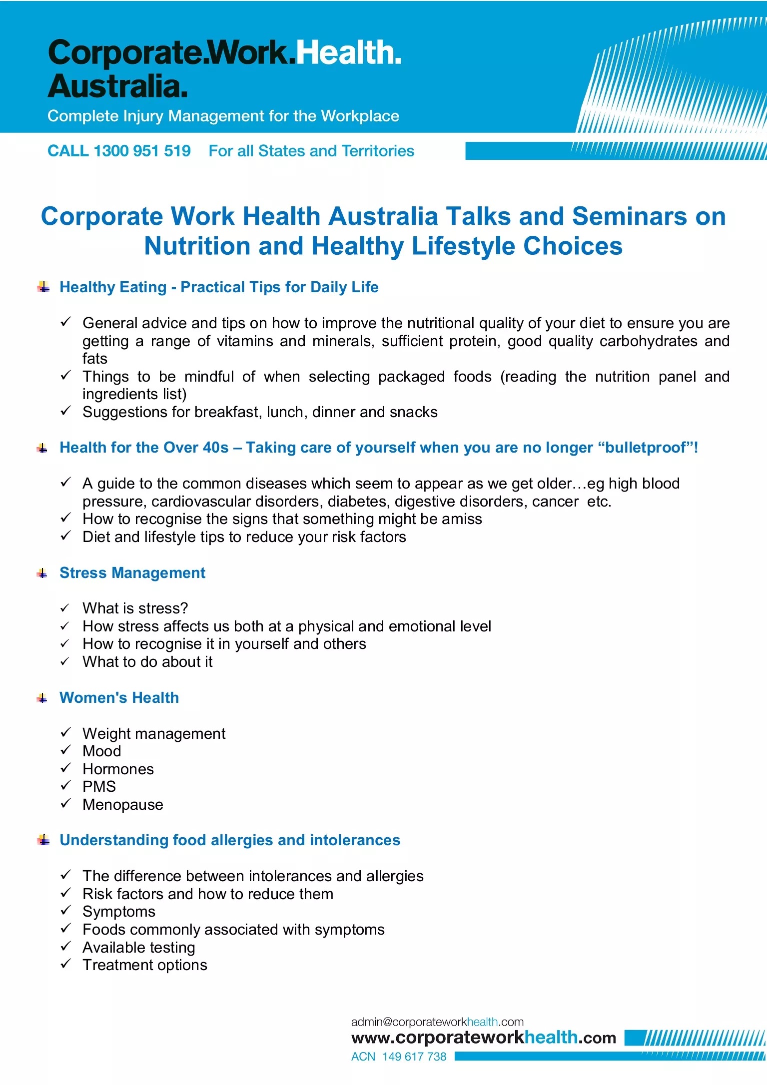 CWHA nutritional seminars